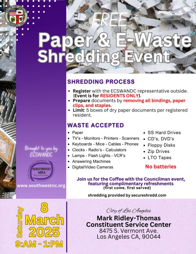 Free Shredding & E-Waste Event - Southwest