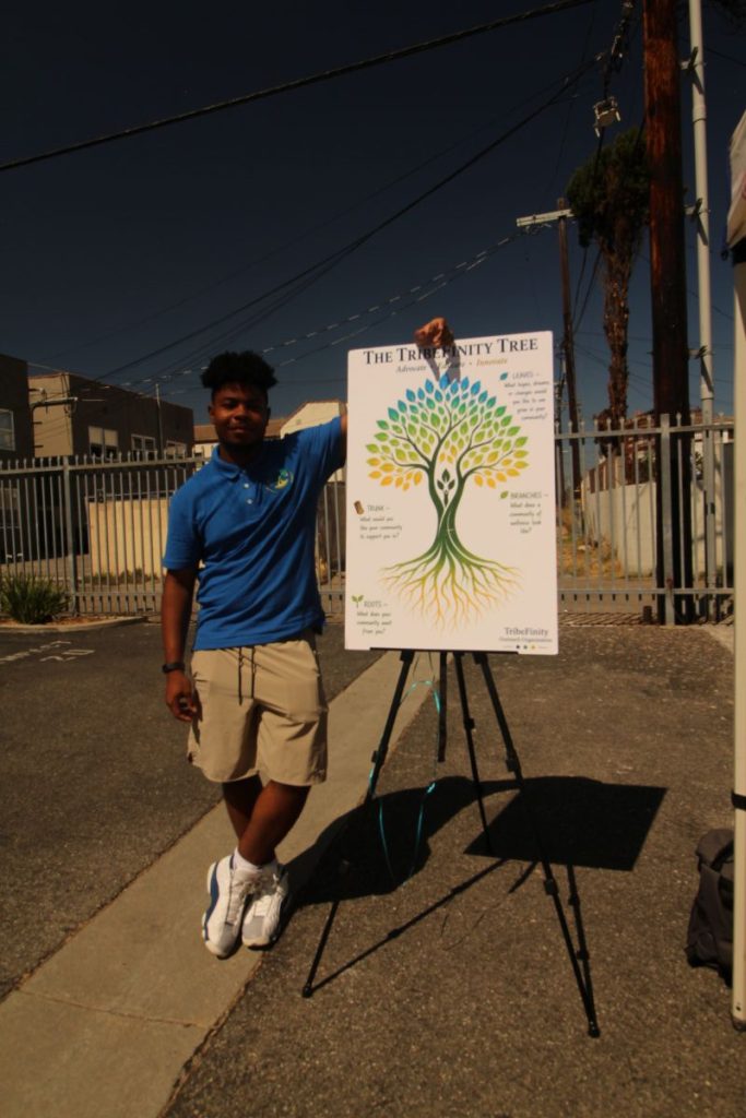 person with a tree diagram